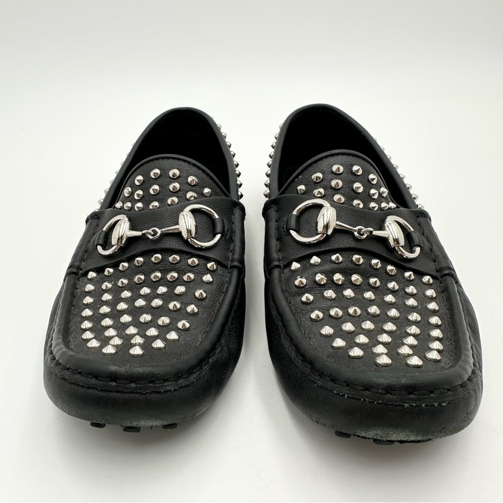 Gucci Horsebit Studded Leather Moccasin Driving Loafers Black - Picture 2 of 10